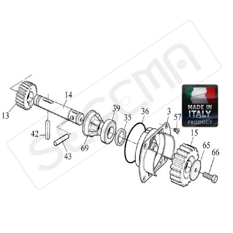 Complete reduction kit with pinion for RO1000