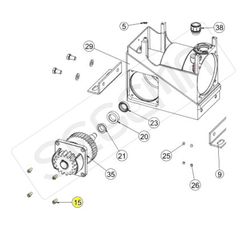 Front flange screw pinion PASS 1200/1800/2500